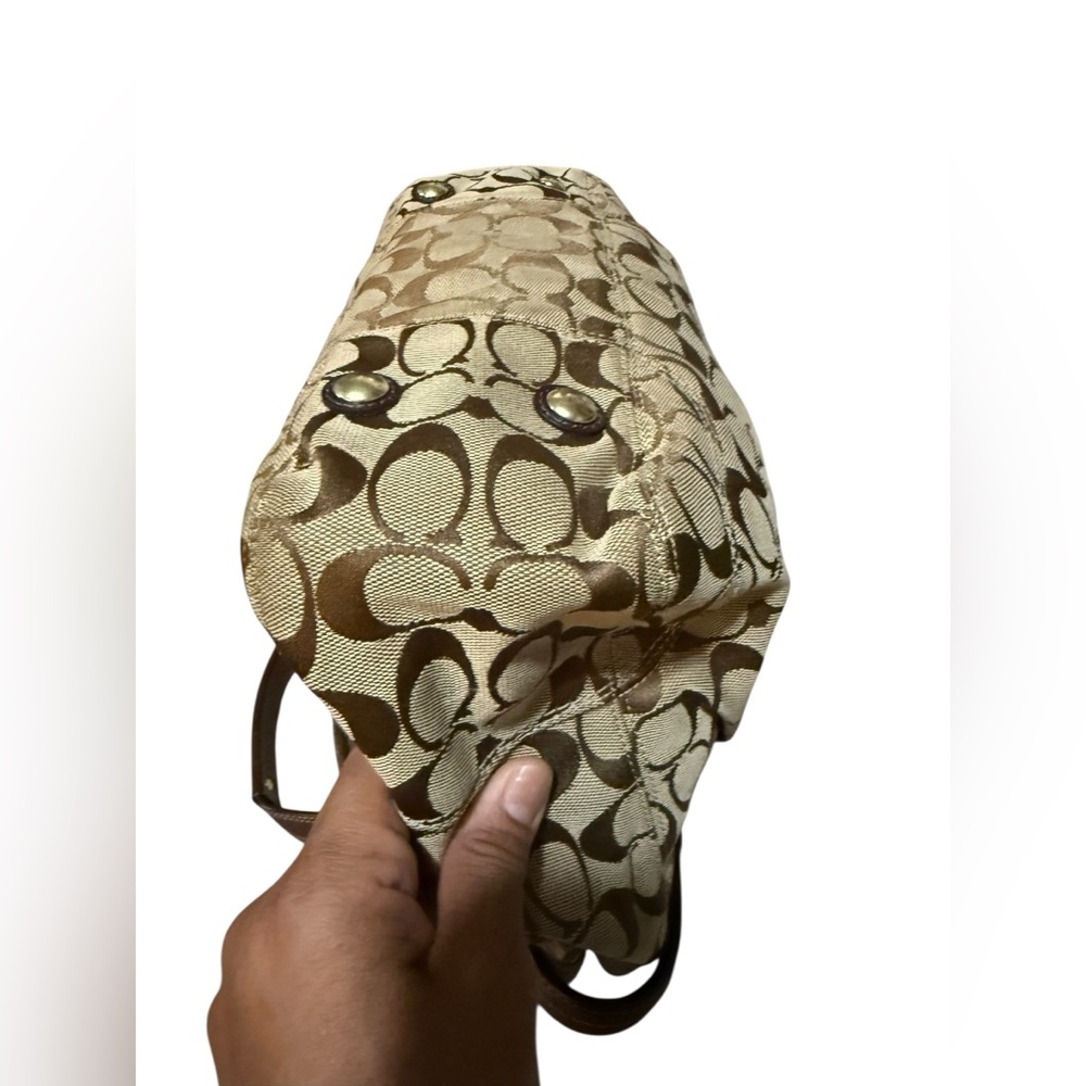 Coach Hampton Chocolate Brown Leather Carryall Tote Bag Purse - Picture 9 of 13